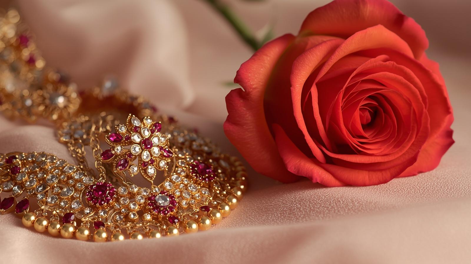 sundar sundar imitation jewellery ki image with gulb